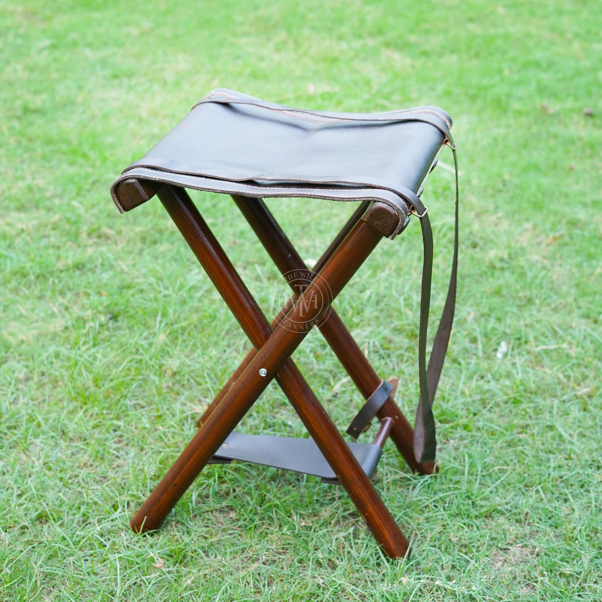 Premium Leather Camp Folding Stool, view 4