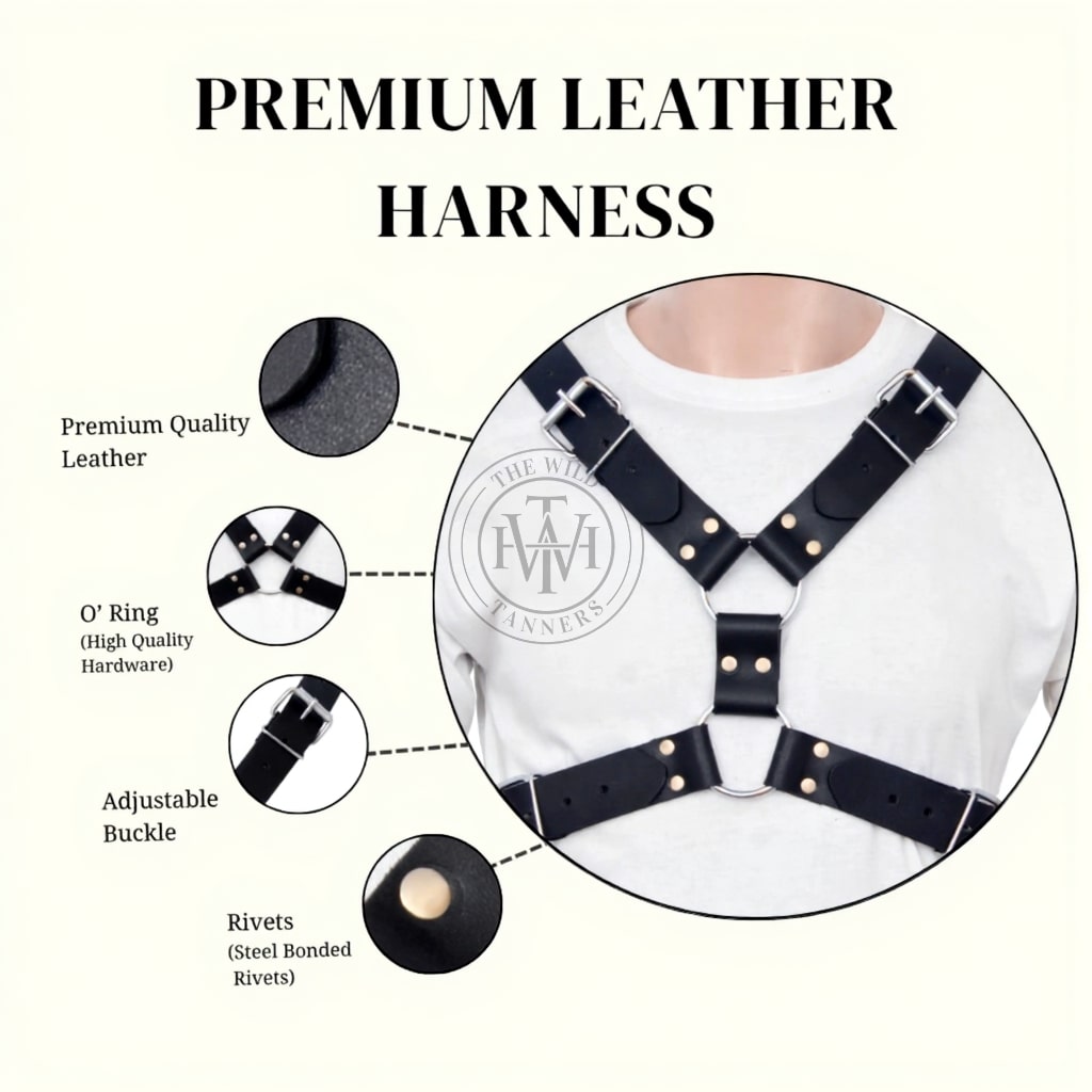 Mens Leather Bulldog Harness, view 5