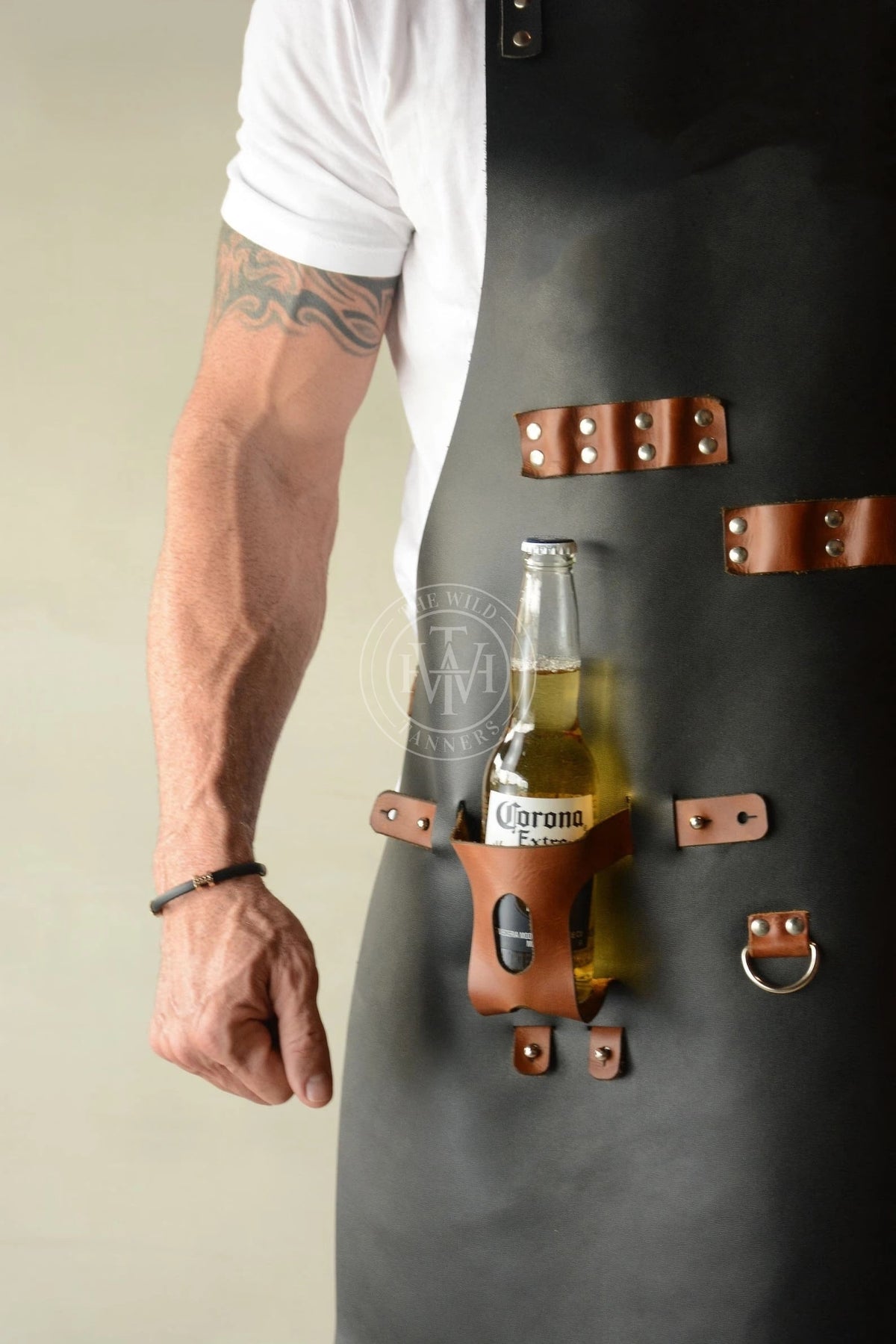 Leather Bartender Aprons with Bottle Holder, view 3