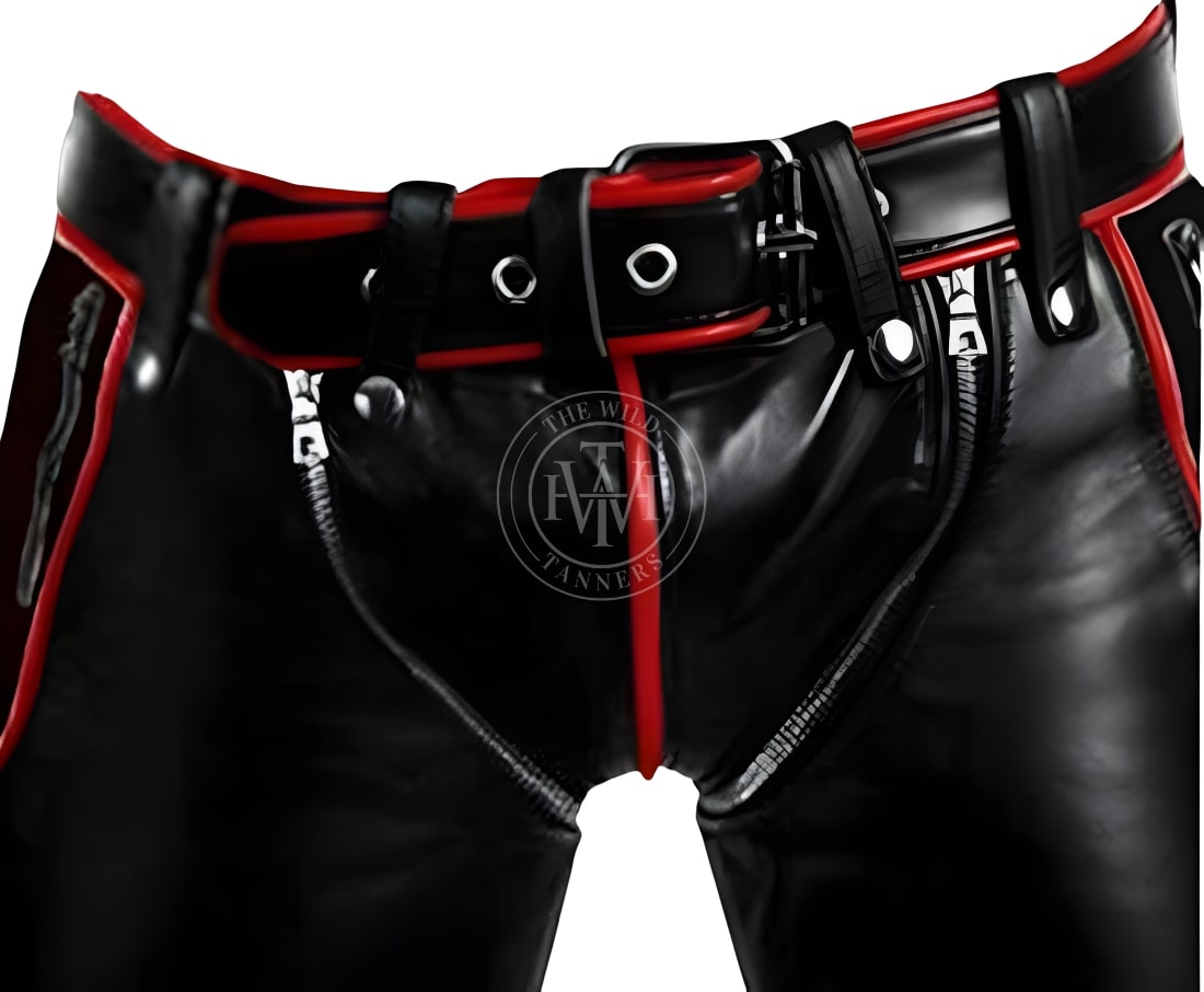 Leather BDSM Pants with Zipper Front Closure, view 4