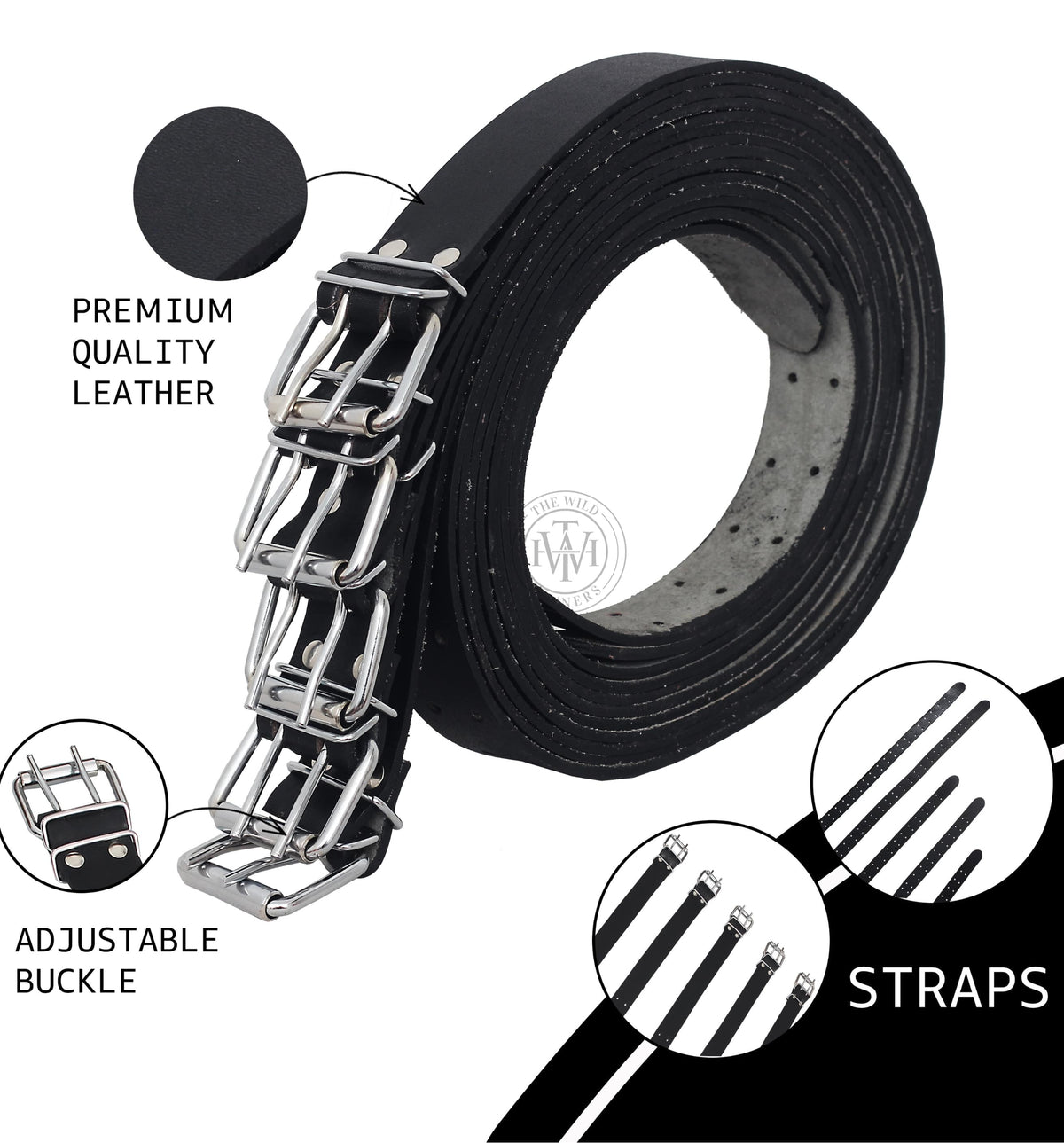 Premium leather restraint bondage belts set, view 4