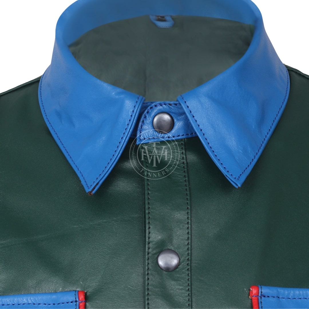 Green Leather Party Shirt, view 4