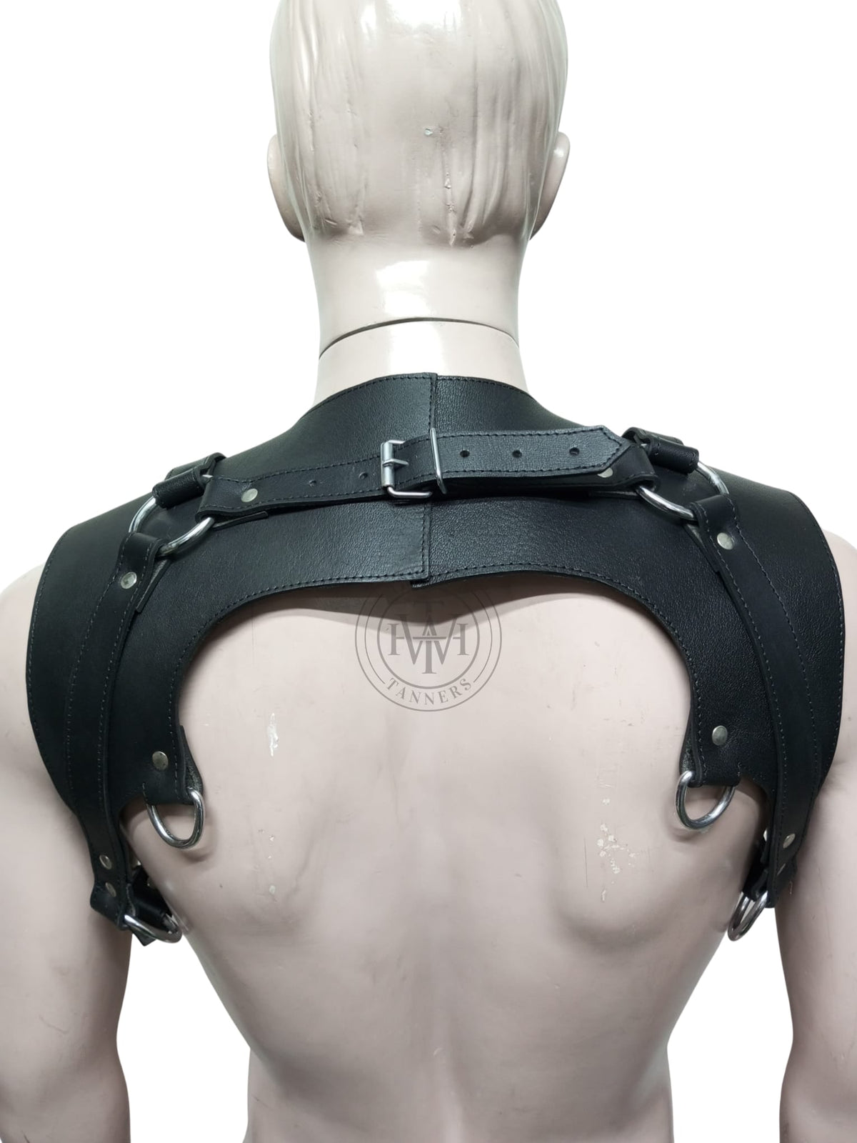 Men's leather shoulder harness with wide shoulder panels, view 4