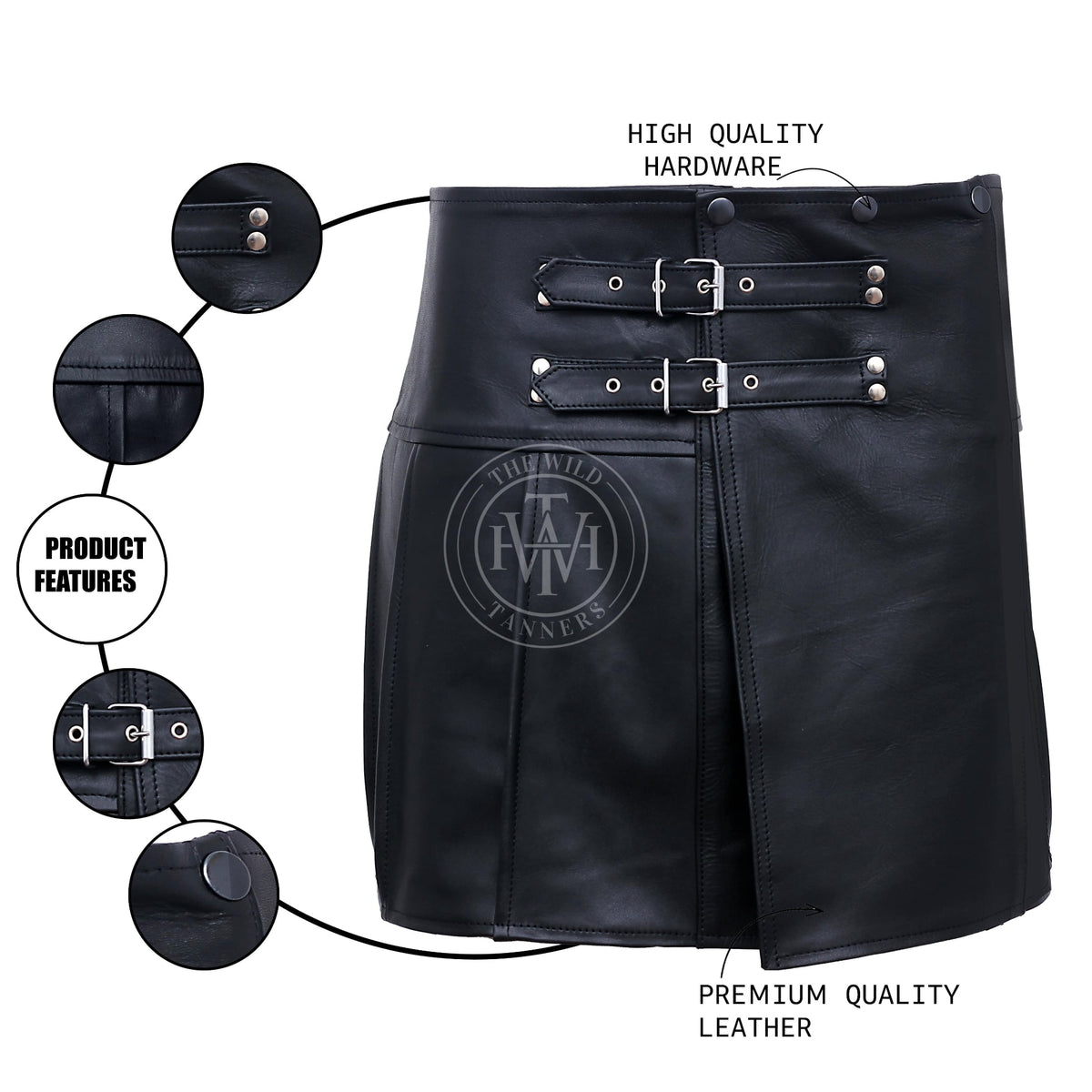 Seductive Pleated Leather Kilt For Men, view 4
