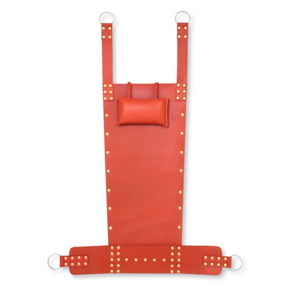 orange leather sex swing, BDSM leather swing, heavy duty sex swing, leather bondage swing