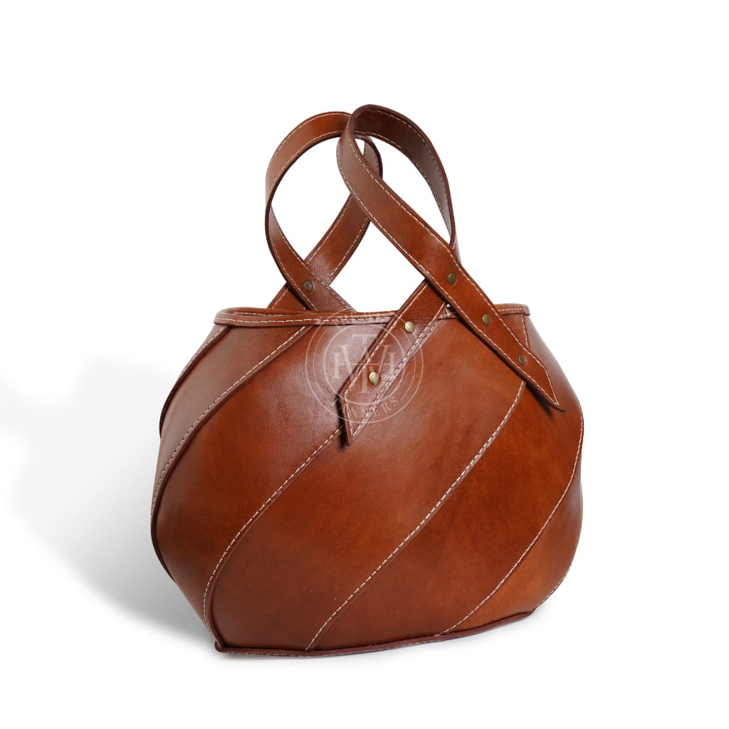 Genuine Tan Leather Bag Tote, view 4