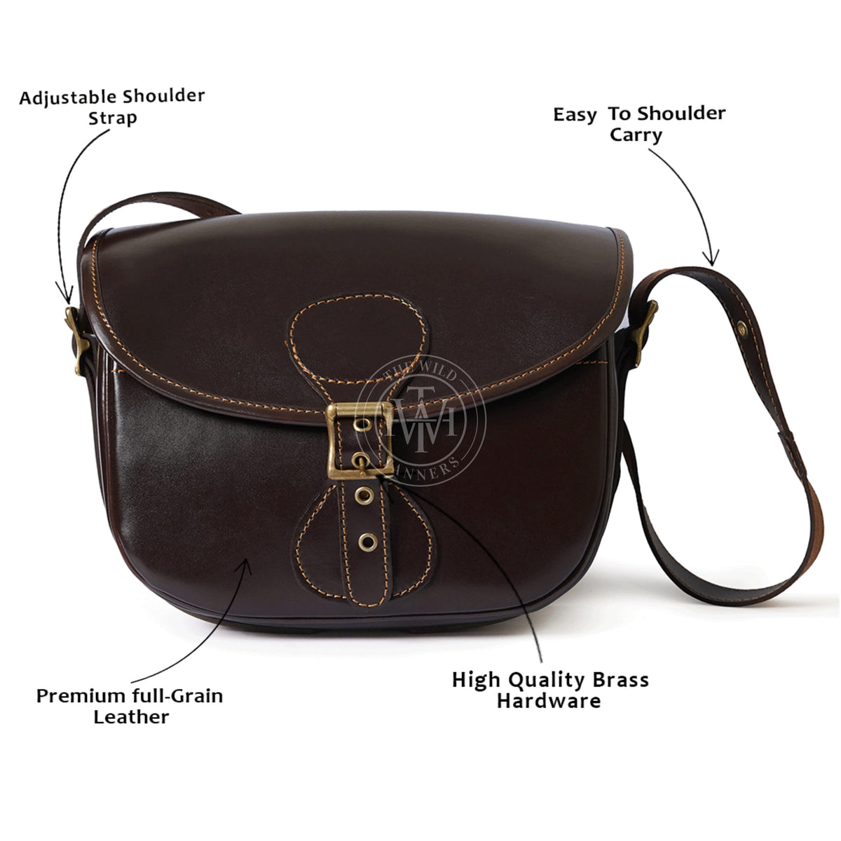 Genuine Brown Leather Cartridge Bag, view 7