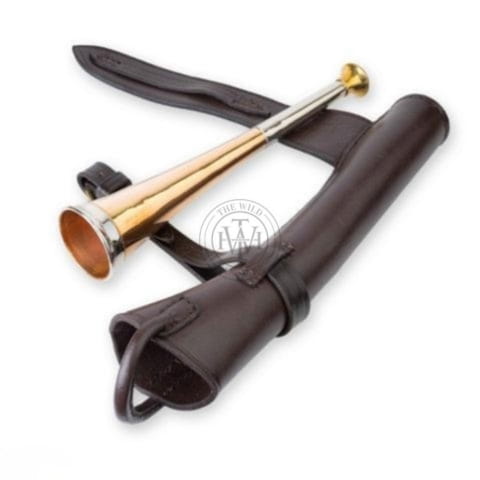Fox Hunting Horn, Fox Hunting Horn with Leather Case, 1 band horn, 3 band horn, 4 band horn, Fox Hunting Horn 