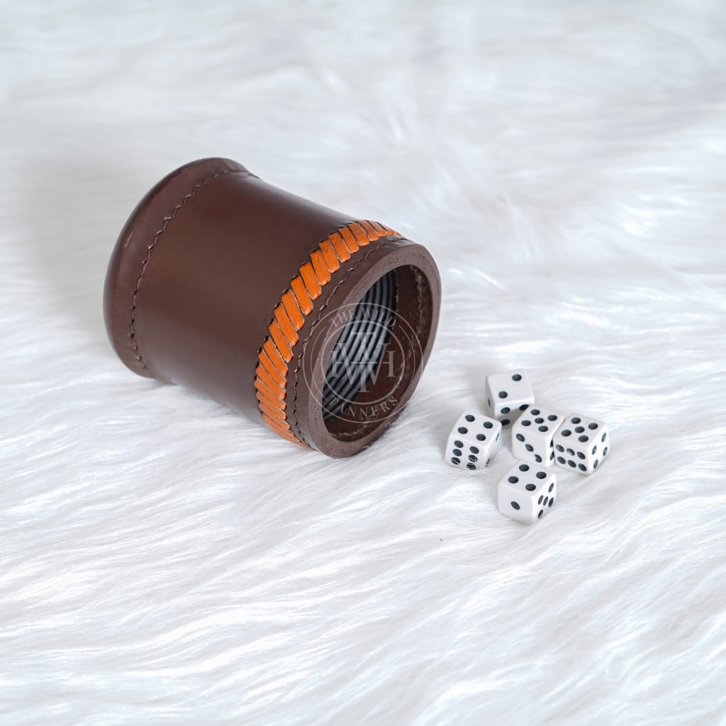 Genuine Leather Dice Cup with Ribbed Interior, view 4