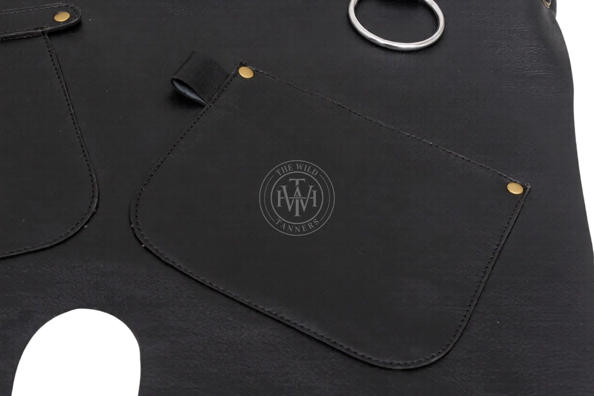 Full Grain Black Leather Chef Apron for Men, view 4