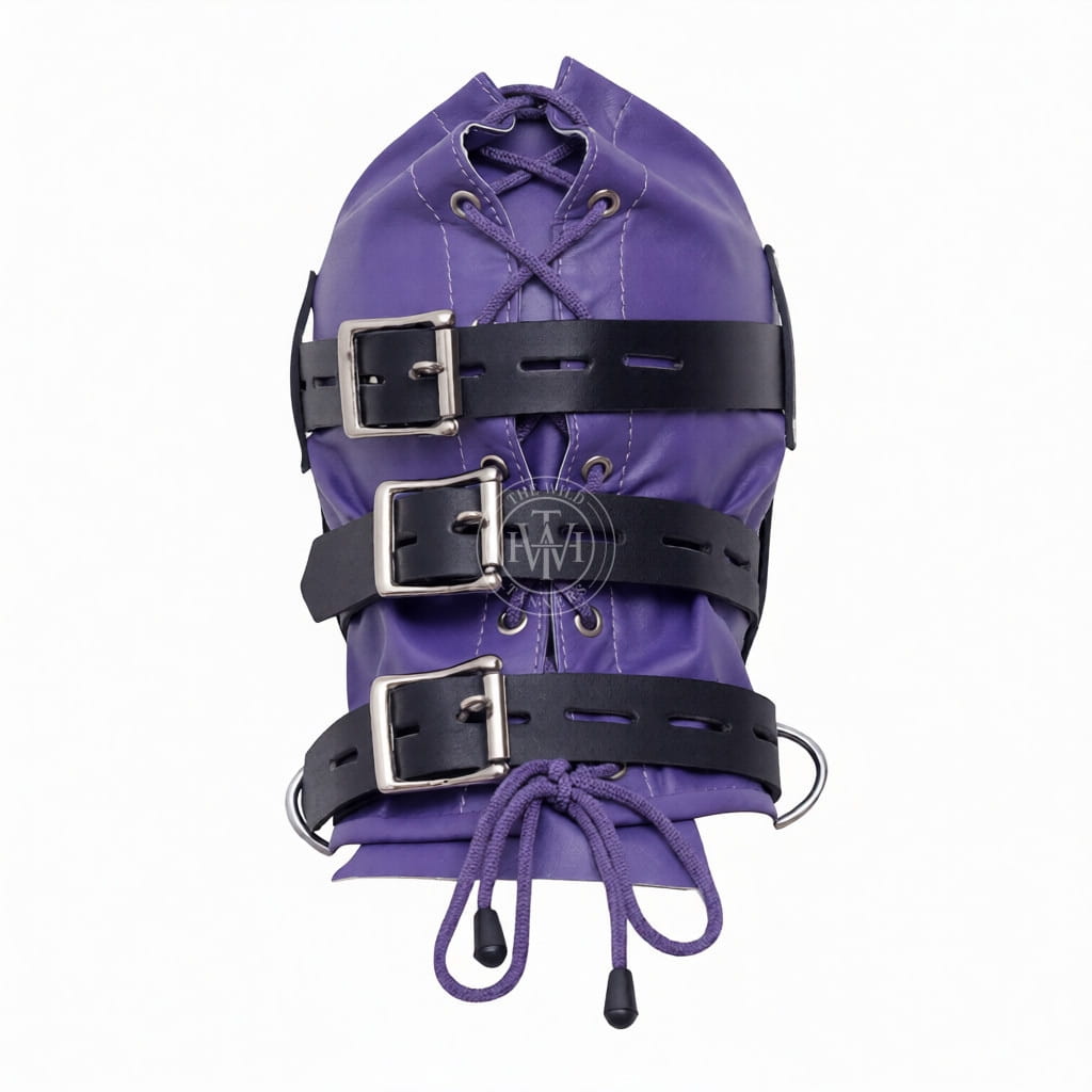 Leather BDSM Mask With Mouth Plug, view 5