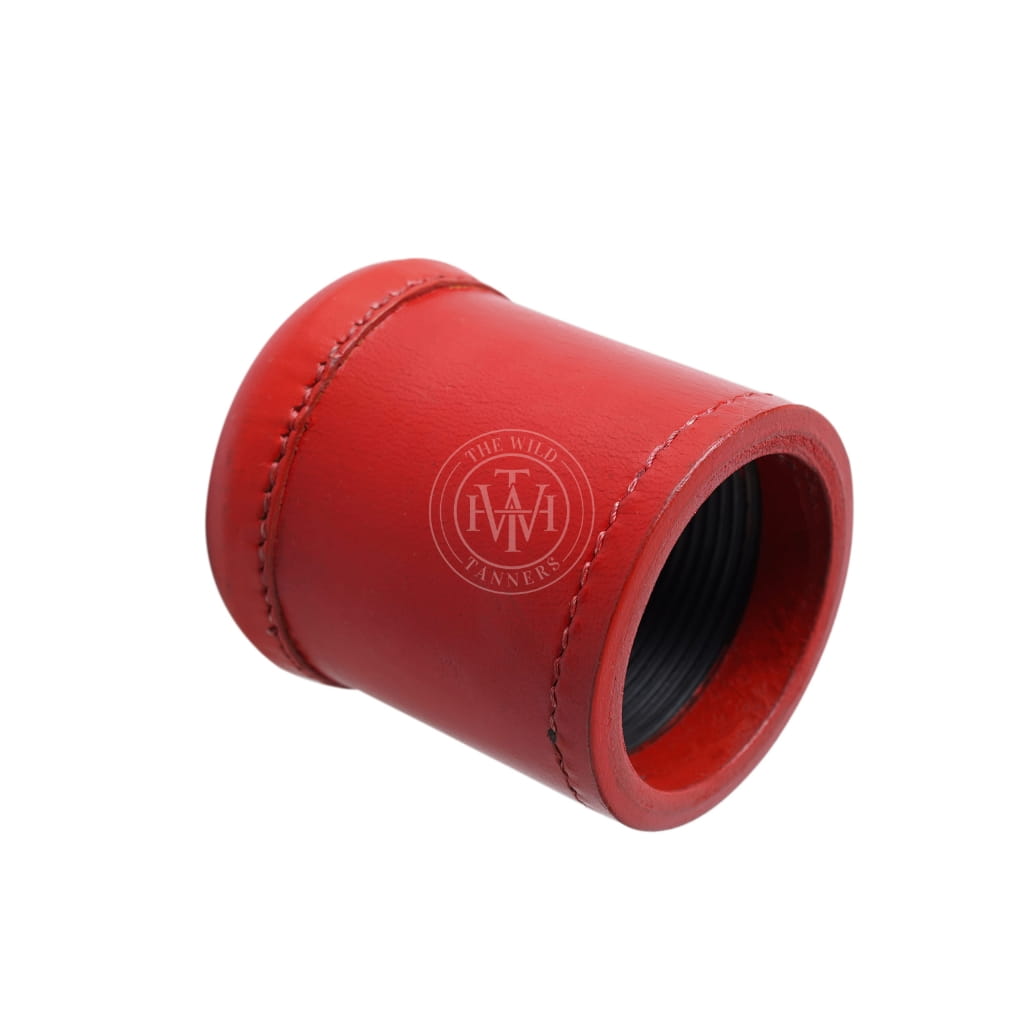 Ribbed Leather Dice Cup - Red, view 4