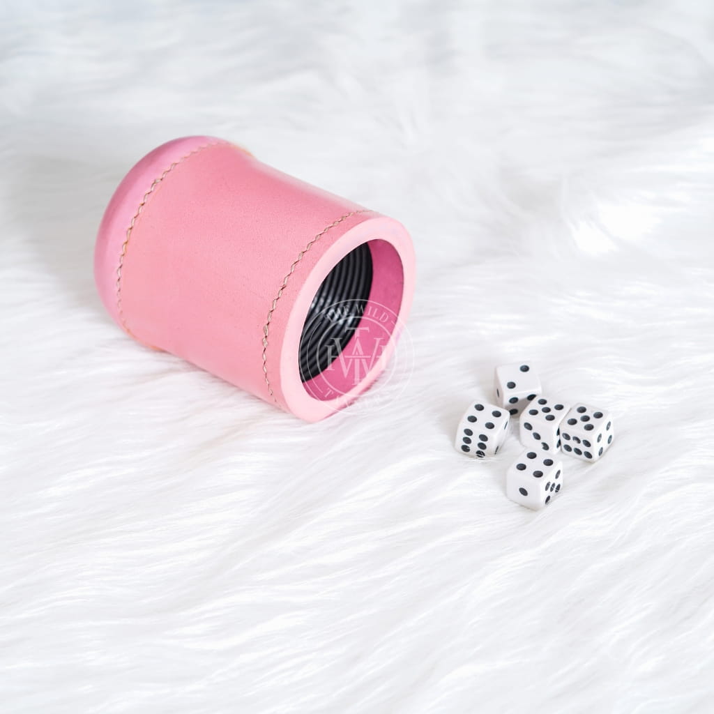 Ribbed Leather Liar's Dice Cup-Pink, view 4