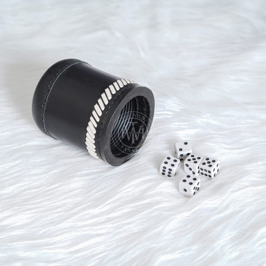 Genuine Leather Dice Cup With Ribbed Interior, view 4