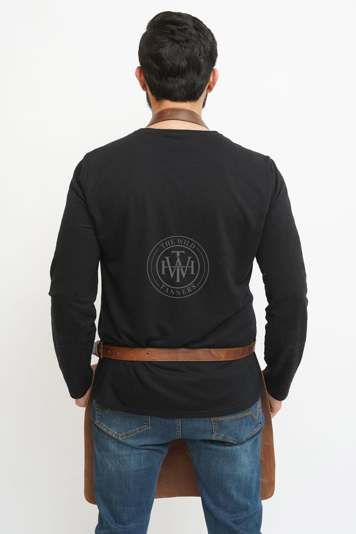 Genuine Mens Leather Apron with Pockets, view 4