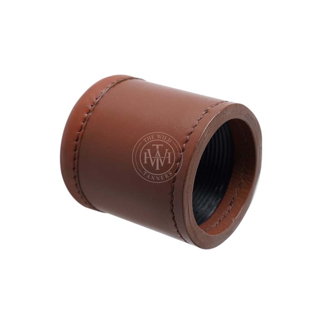 Leather dice cup with ribbed interior, view 4