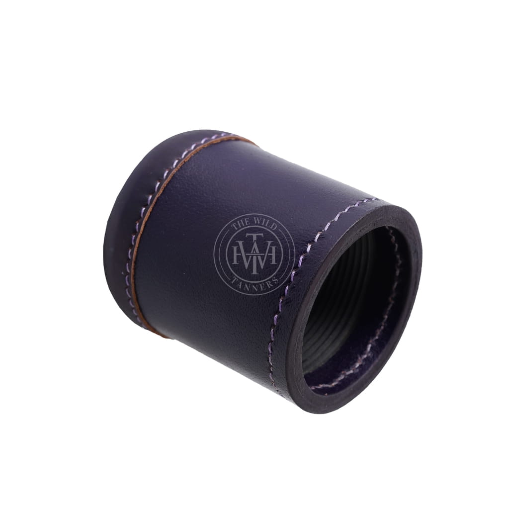 Ribbed Leather Backgammon Dice Cup Purple, view 4