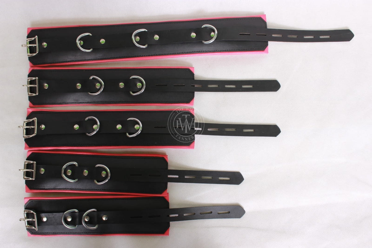 5 Pcs Set of Leather Handcuffs Bondage Restraints, view 5