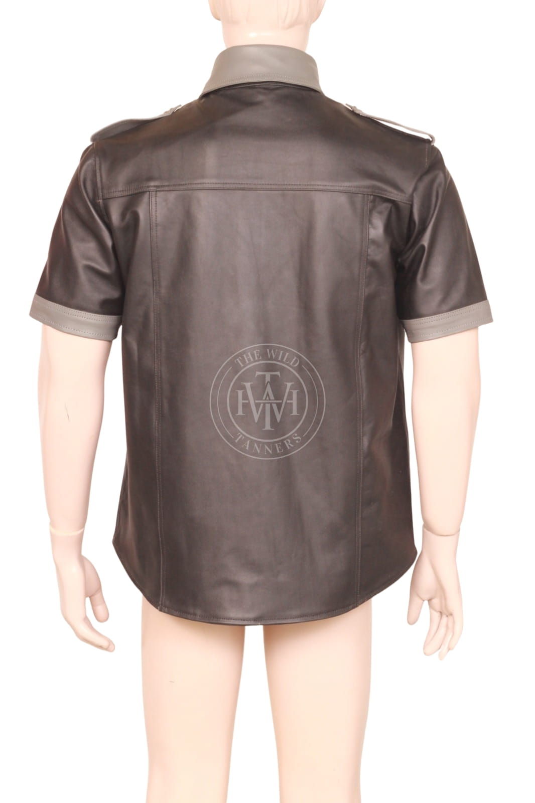 Handmade Short Sleeve Leather Shirt for Men, view 5