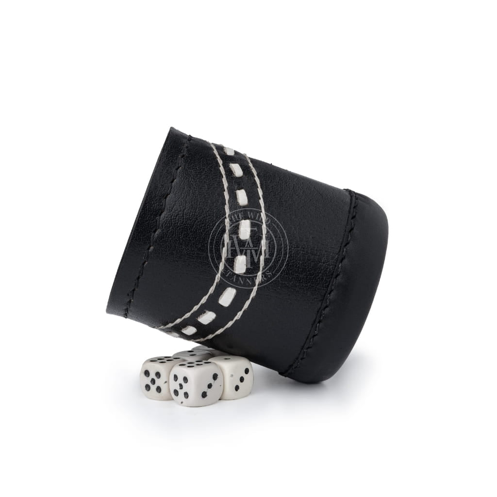 Leather Dice Cup Ribbed Interior - Black, view 4