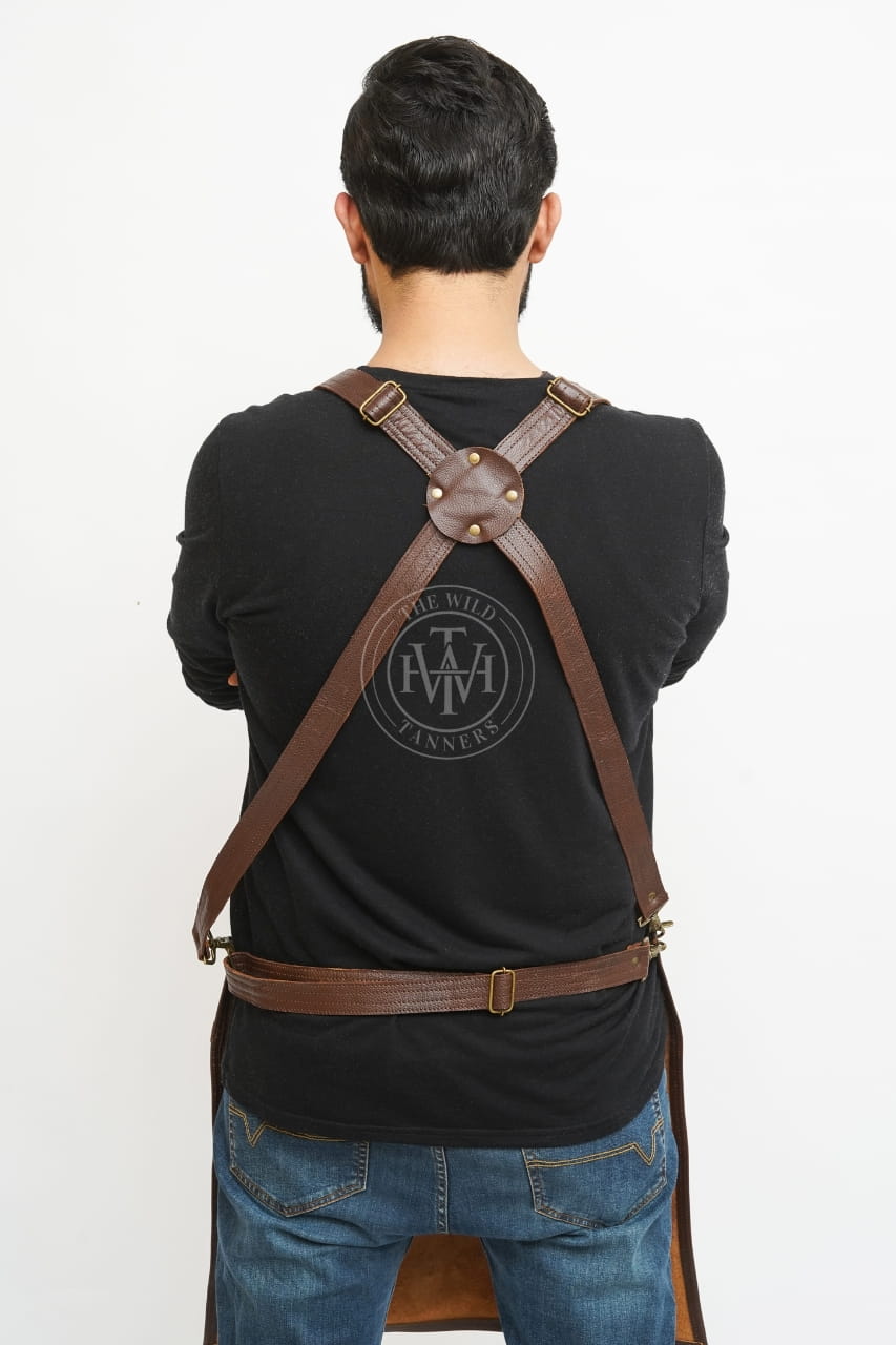 Multi-Pocket Leather Apron for Men, view 4