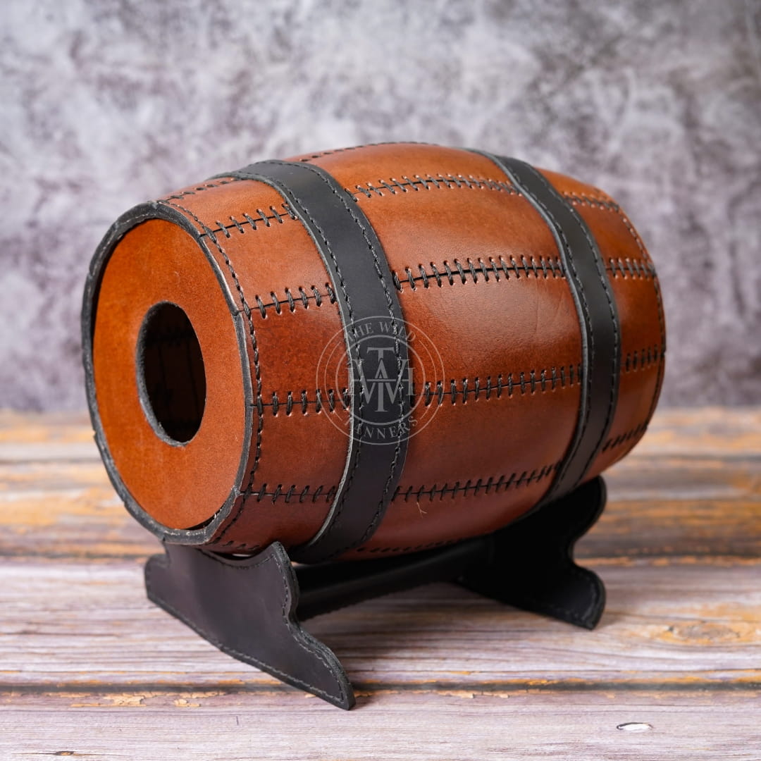 Genuine Leather Barrel Bottle Holder, view 4