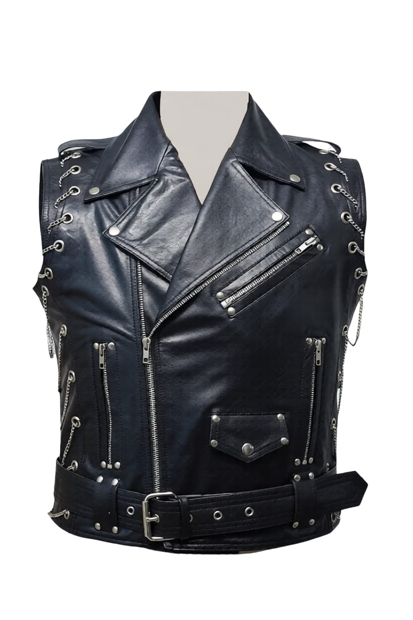 Heavy Duty Leather Asymmetrical Vest