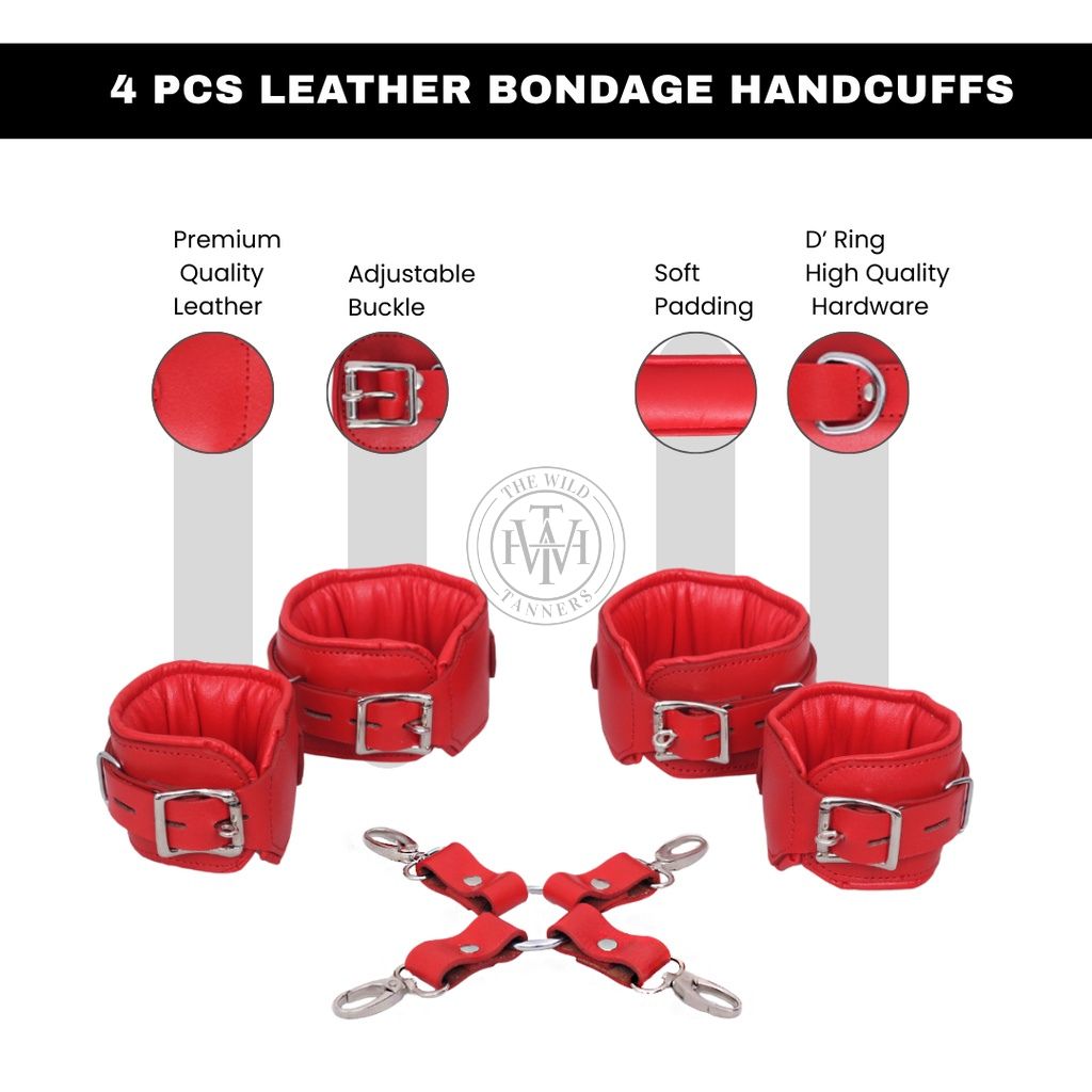 Premium Leather Bondage Handcuffs For Wrist and Ankle, view 5