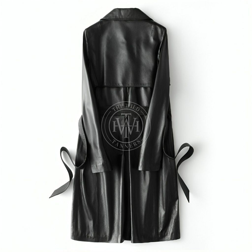 Genuine Leather Ladies Trench Coat, view 4