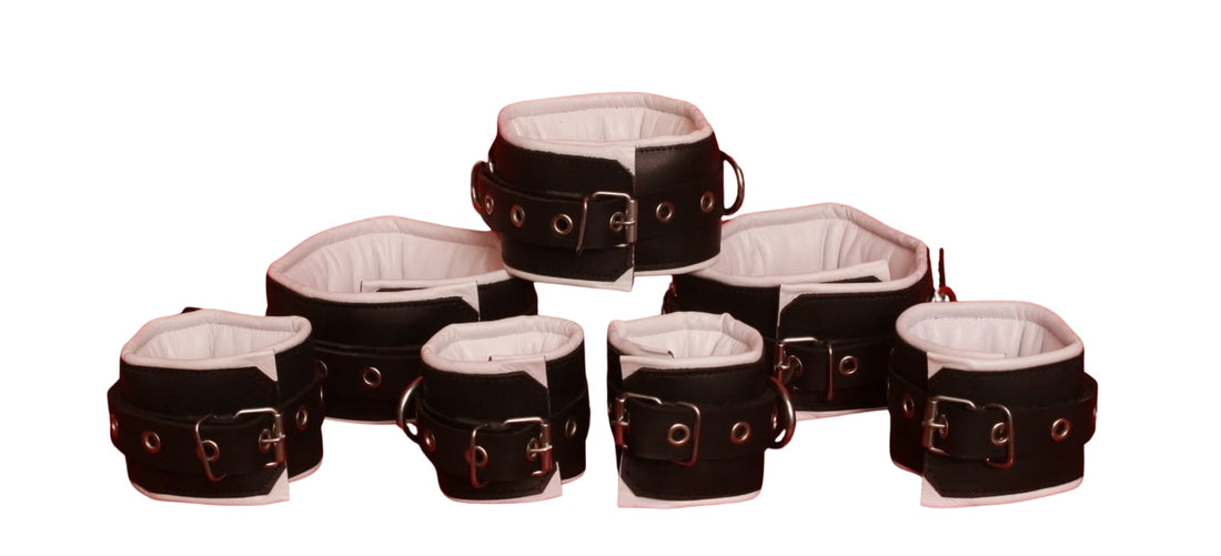 handmade leather cuffs, BDSM handcuffs, padded leather restraints, adjustable leather cuffs