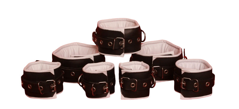 handmade leather cuffs, BDSM handcuffs, padded leather restraints, adjustable leather cuffs