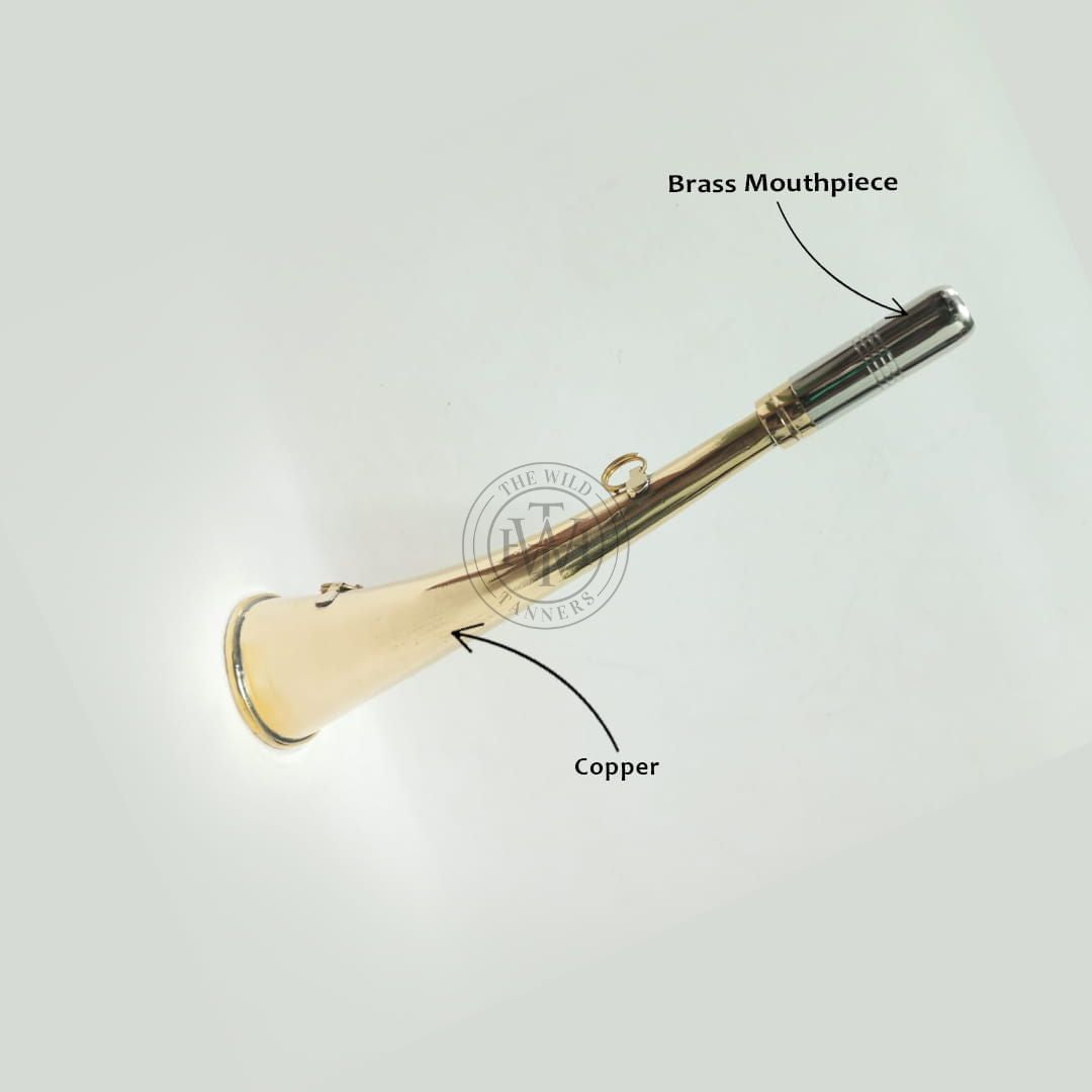 Solid brass fox hunting horn, view 6
