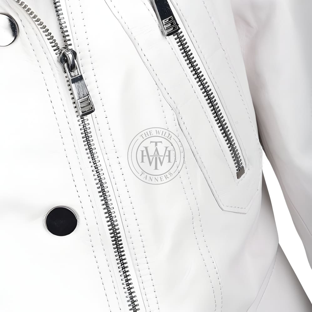 Women's genuine leather zip-up jacket, view 4