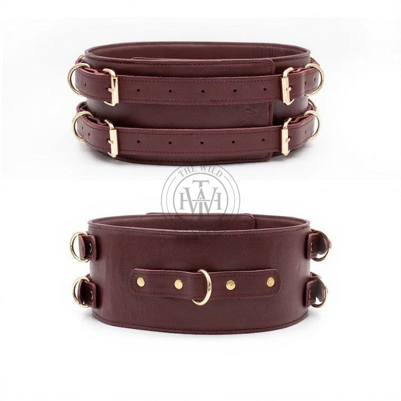 black bondage leather waist belt, leather bondage belt, bdsm leather waist belt, bondage waist belt with d-rings