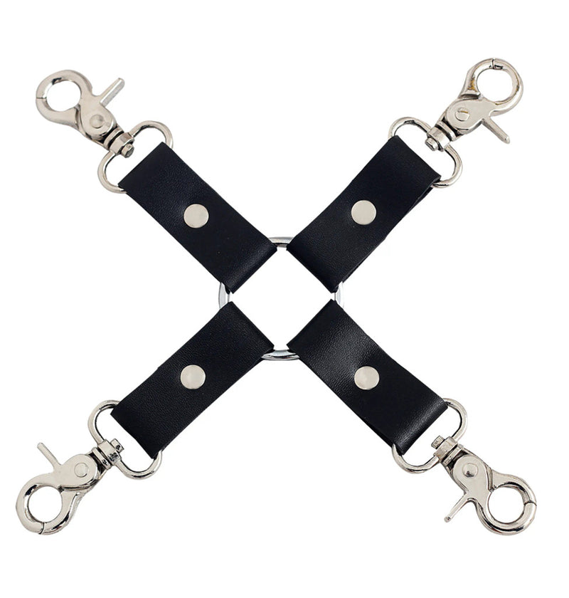 Leather Hogtie. Bdsm hogtie, black leather hogtie