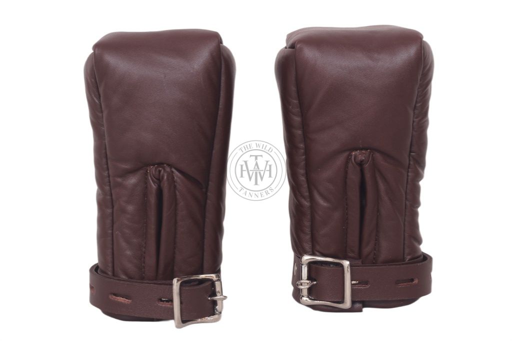 Brown Padded Bondage Mittens, view 5