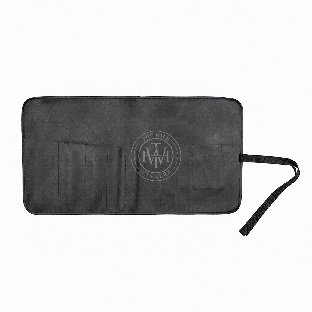 Classic Black Knife Roll Bag Leather, view 4