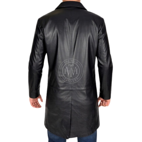 Premium Leather Trench Coat For Men, view 5