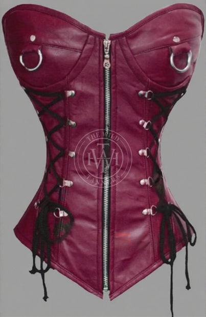 Black Leather Overbust Corset, view 6