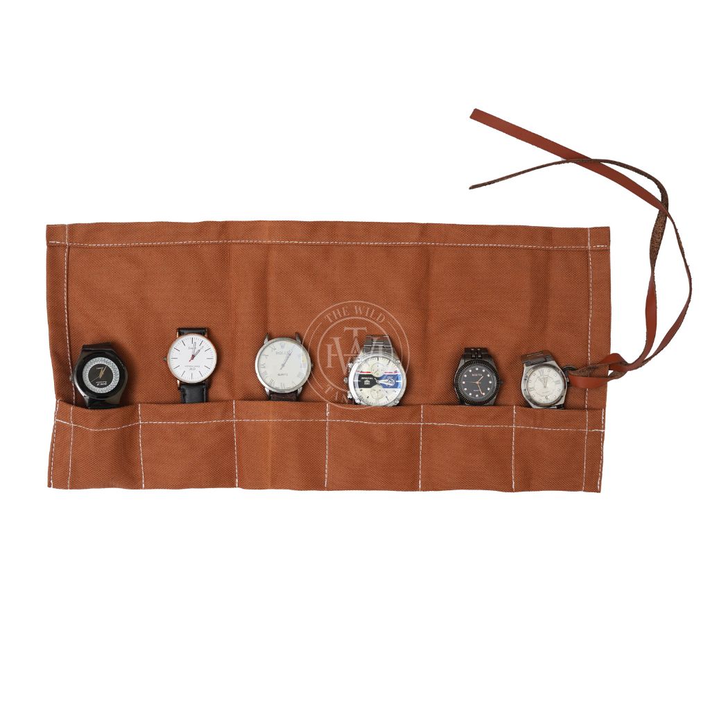Premium Canvas Watch Rolls with 6 Pockets, view 4
