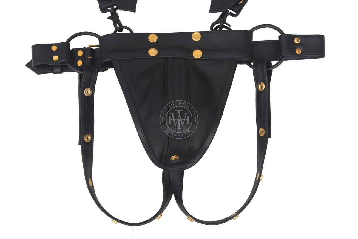 Bulldog Style Leather Bondage Harness With Jockstrap, view 5