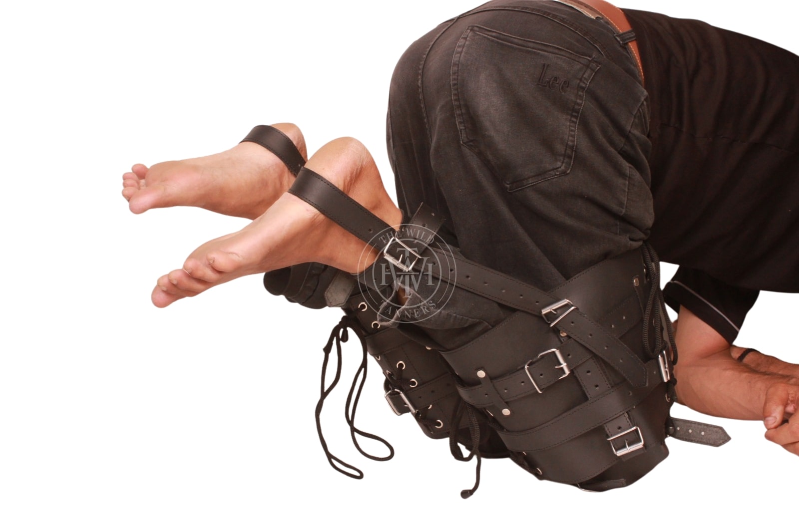 leather leg binder, leather restraint, leather pet crawler