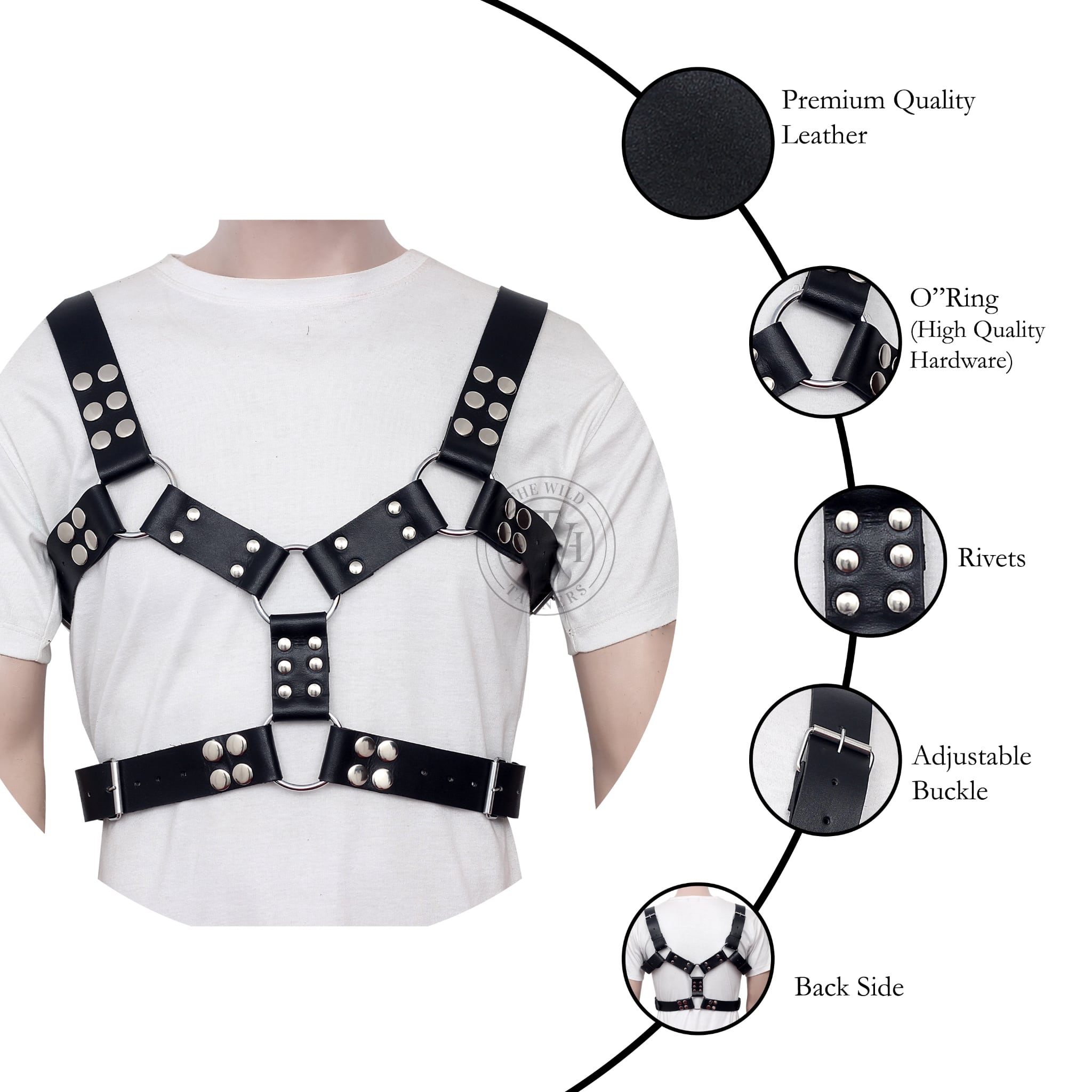 black leather chest harness, gay leather chest harness, bdsm leather chest harness, fetish leather chest harness, adjustable buckle leather chest harness, handmade leather chest harness