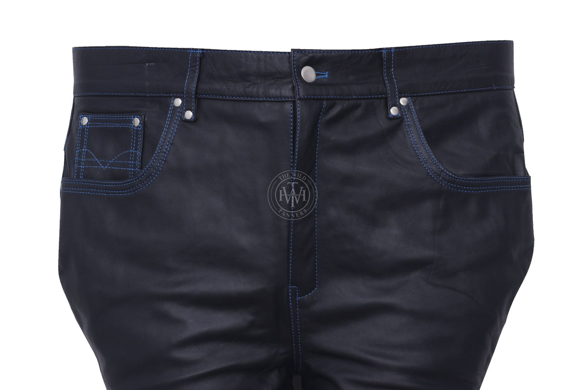 Jeans Style Leather Pants, view 5