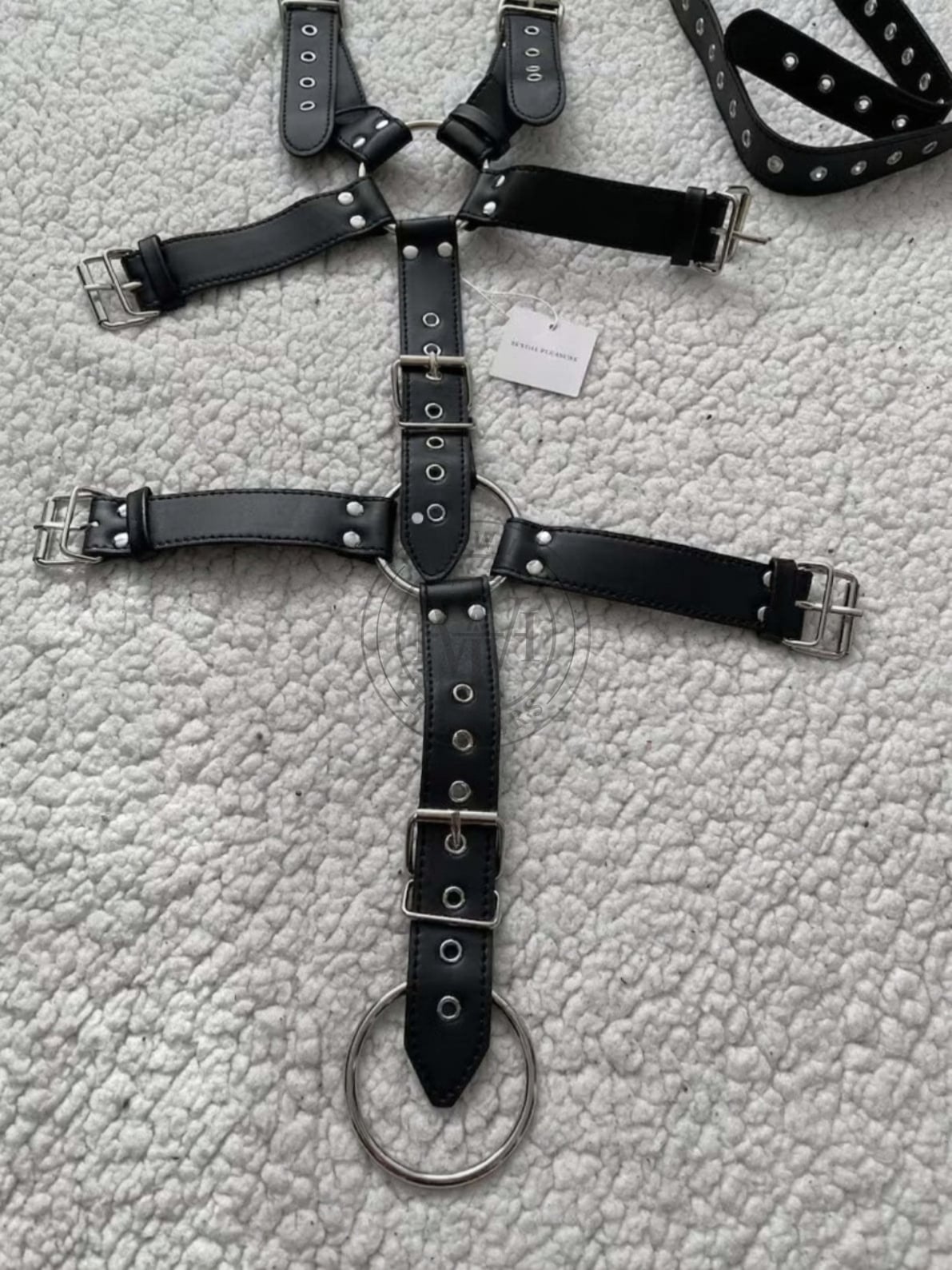 men's leather chest harness with cock ring