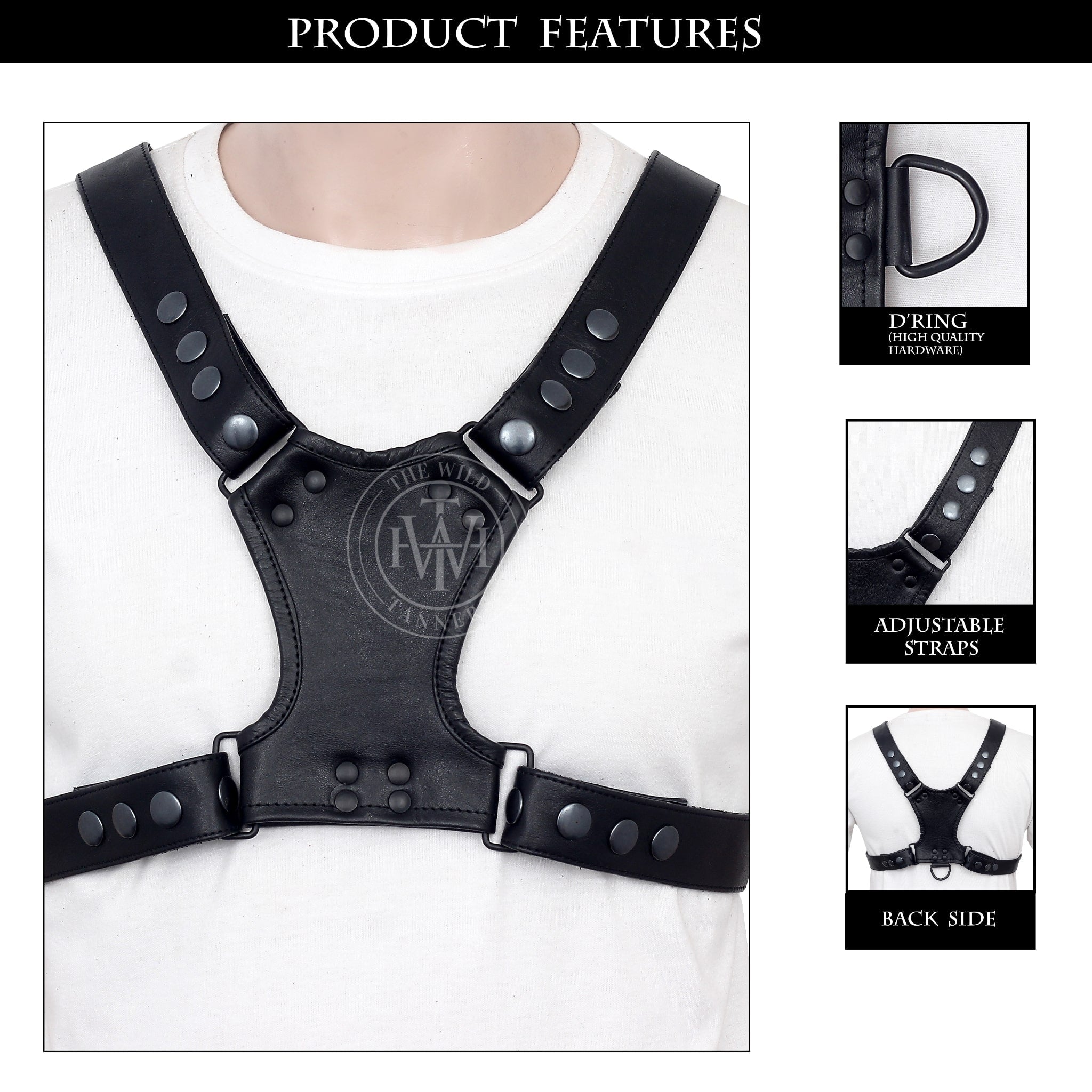 men’s leather bulldog harness, leather bulldog chest harness, gay leather bulldog harness, bdsm leather bulldog harness, black leather bulldog harness