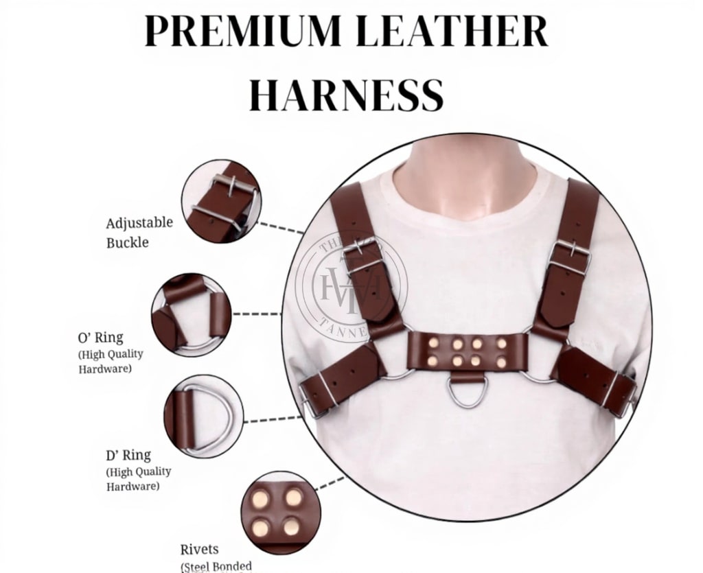 Handmade Leather Bondage Chest Harness, view 5
