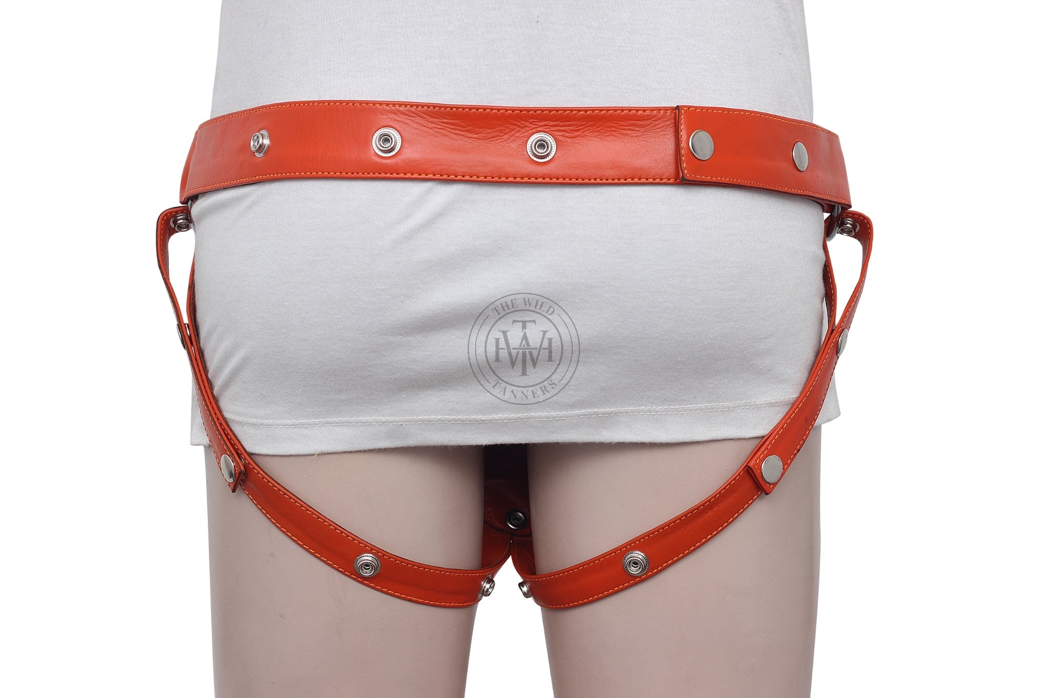  leather jockstrap, orange leather jockstrap, leather thong, leather jockstrap wtih O-rings