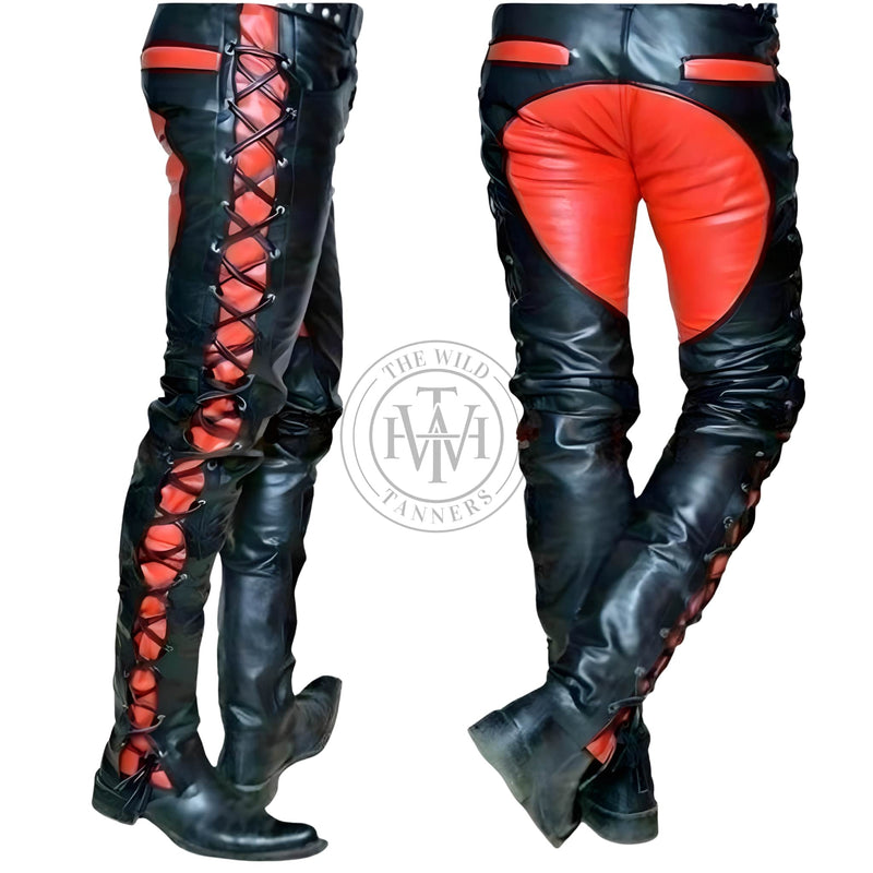 leather pants, leather BDSM Pants, Leather Bondage Pants, Gay Leather Pants, Leather pants mens, Genuine Leather Gay Laces Pants,