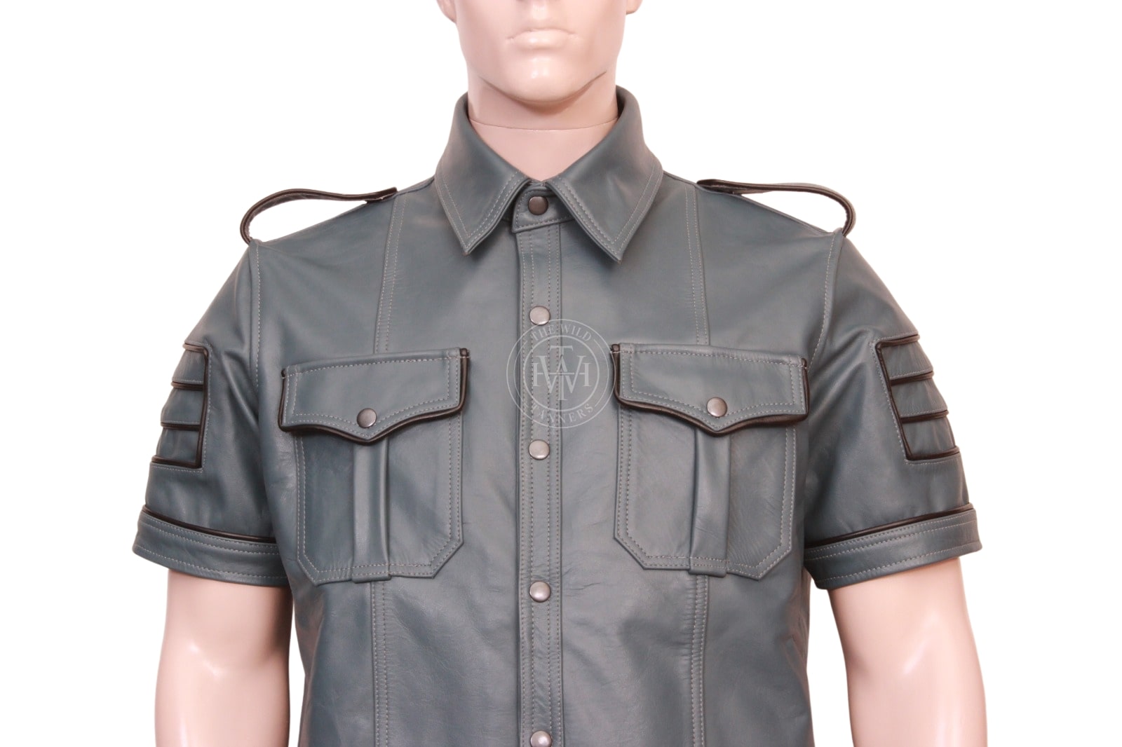 Leather military style shirt, leather BDSM shirt, Bondage leather Shirt, Leather Police Shirt fetish, leather party shirt